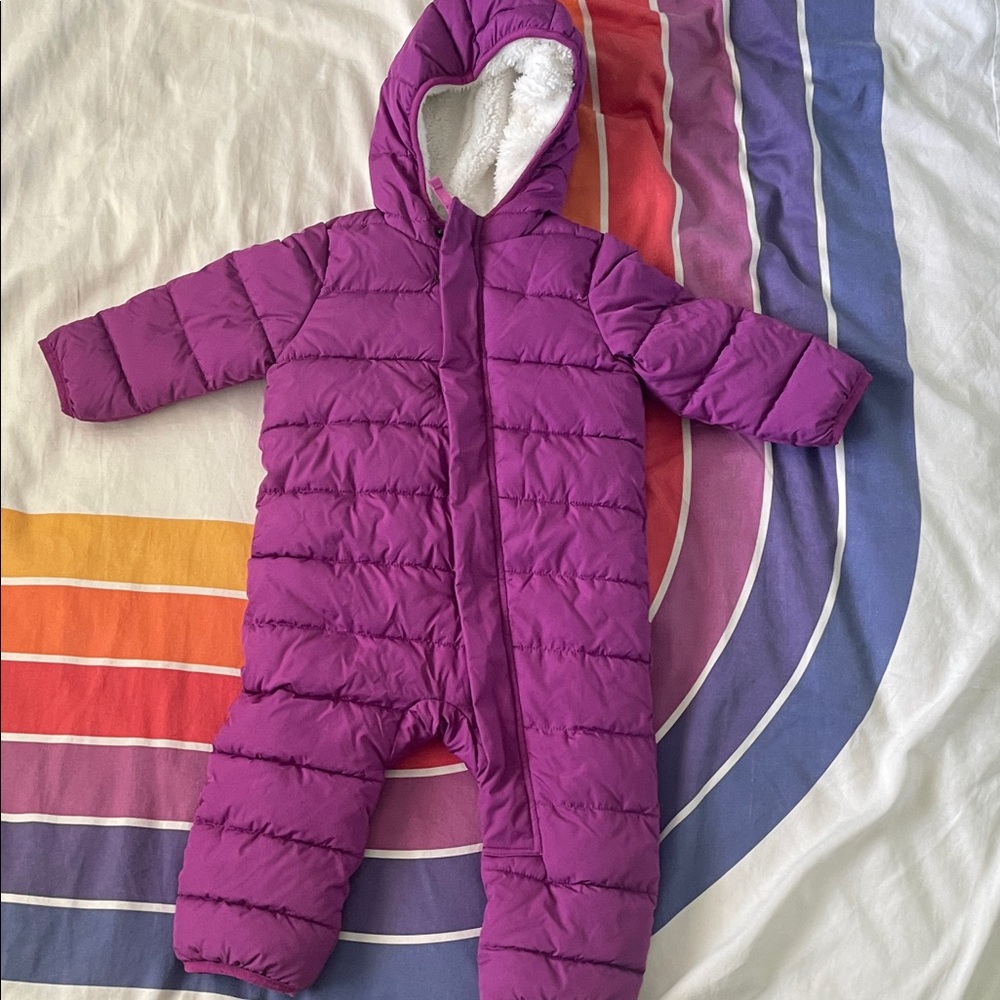 Primary Purple Kids One Piece Puffer Footie